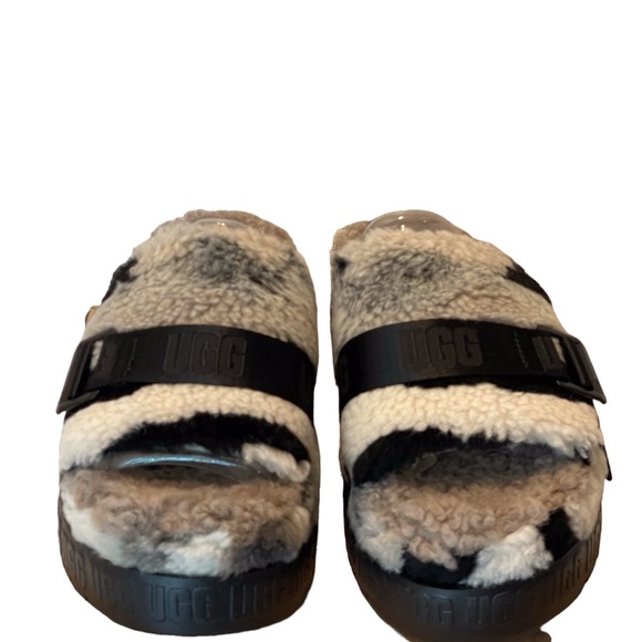 UGG Fluffita Black and Gray Slides ~ NEW ~ Size 10